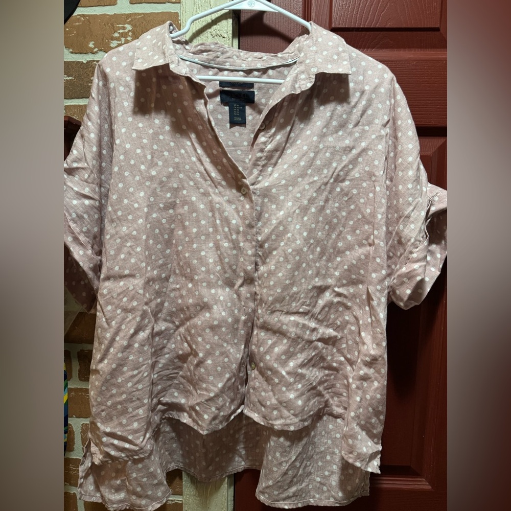 RACHEL Rachel Roy Pink Polka Dot Button Down Shirt